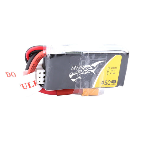 Gens ACE Tattu  450mAh 2S 75C 7.4V Lipo Battery Pack with XT30 Plug