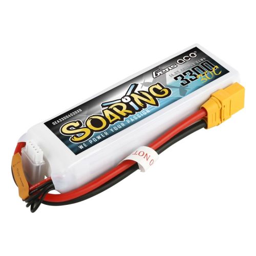 Gens Ace Soaring 4s 3300mah 30C lipo battery pack with XT90 plug