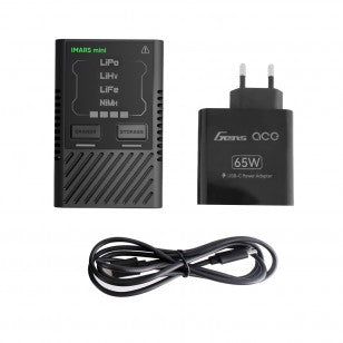 Gens Ace IMARS mini G-Tech USB-C 2-4S 60W RC Battery Charger with Power Supply Adapter and Adpter Cable-EU